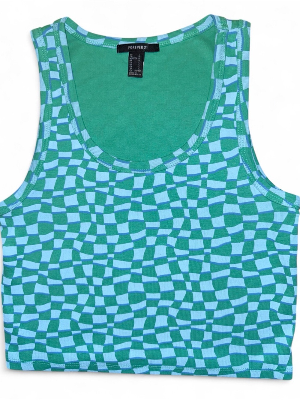 Forever 21 Women’s Green & Light Blue Geometric Swim Tank size large